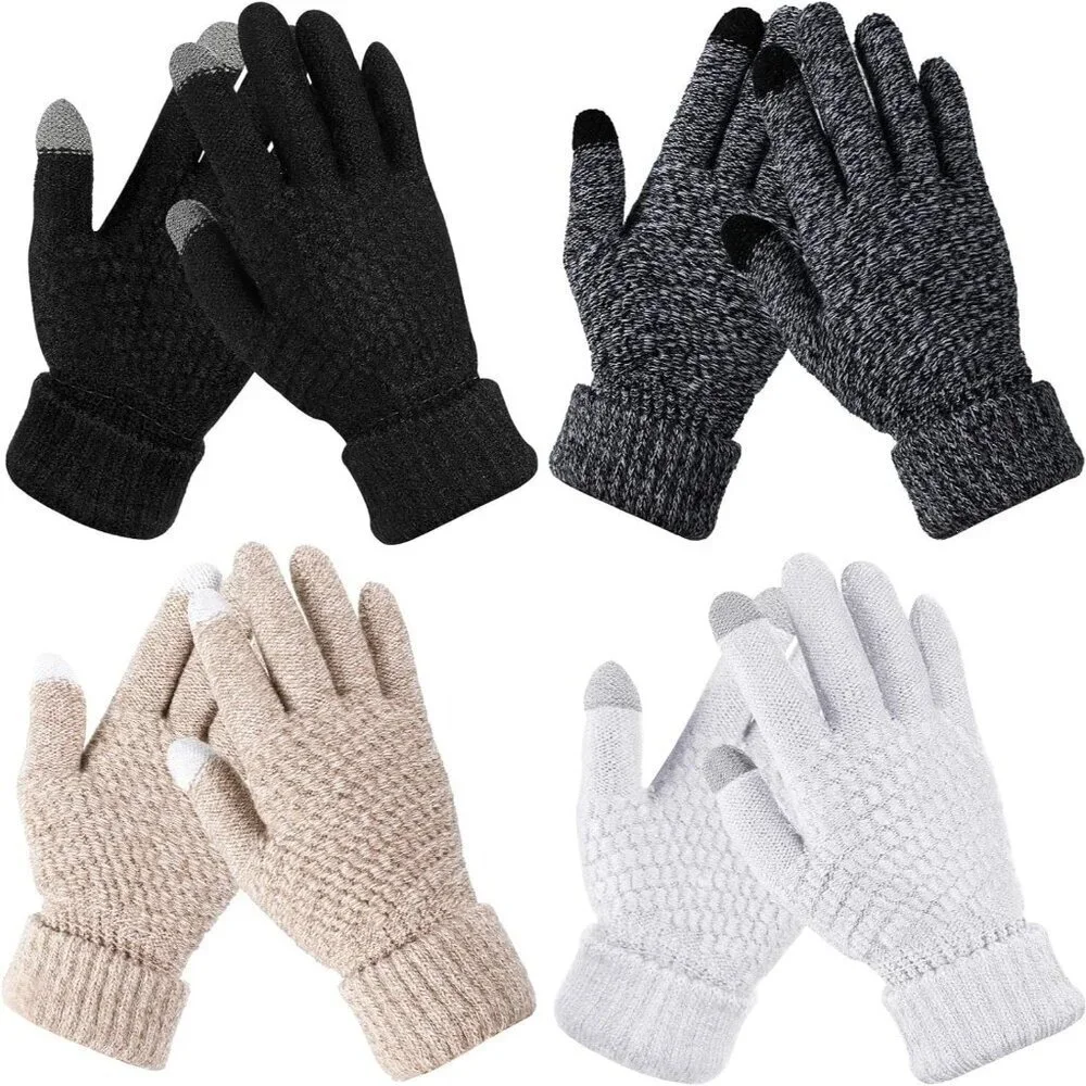 Women's Winter Touchscreen Gloves Soft Warm Fleece Lined Knit 4 Pairs